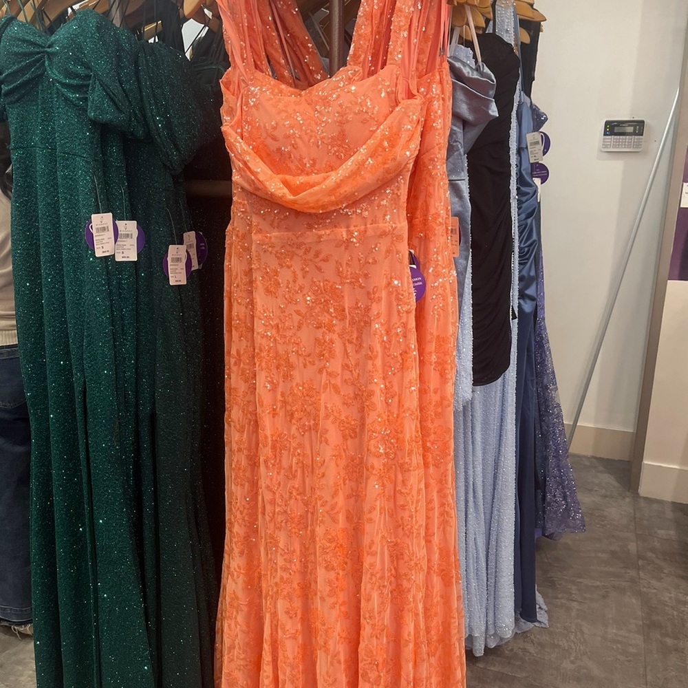 Windsor Orange Sequin Prom Dress